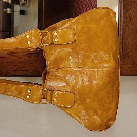 Aldo Bags Aldo Mustard Yellow Toteshoulder Bag With Gold Accents